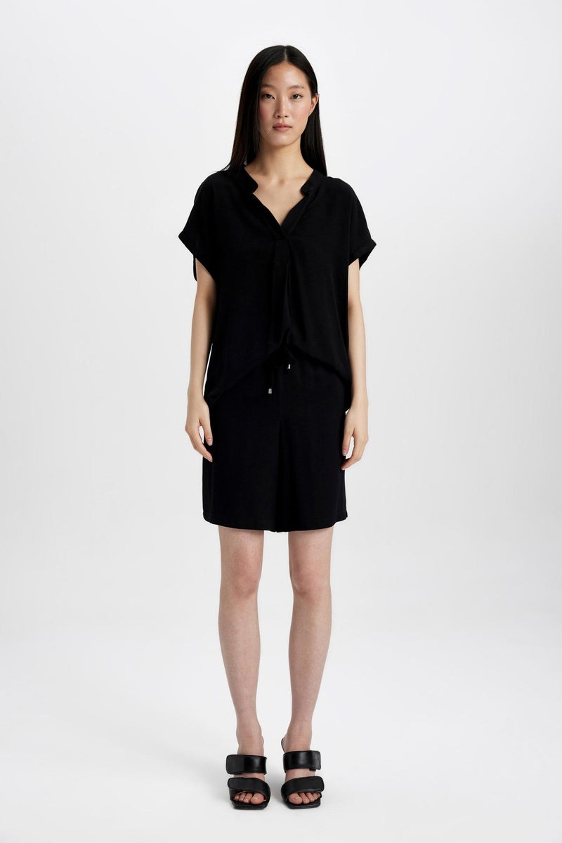 DeFacto Black Woman Belmando High Waist Short Leg Shorts Casual - Image 1